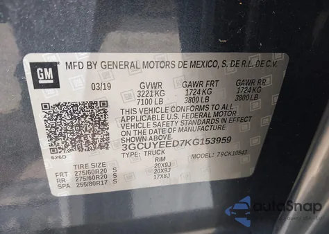 2019 Chevrolet Silverado 1500 Rst from USA, damaged, VIN 3GCUYEED7KG153959